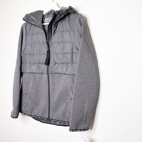 MICHAEL KORS Quilted Hooded Knit Zip Front Jacket  - Picture 3 of 15